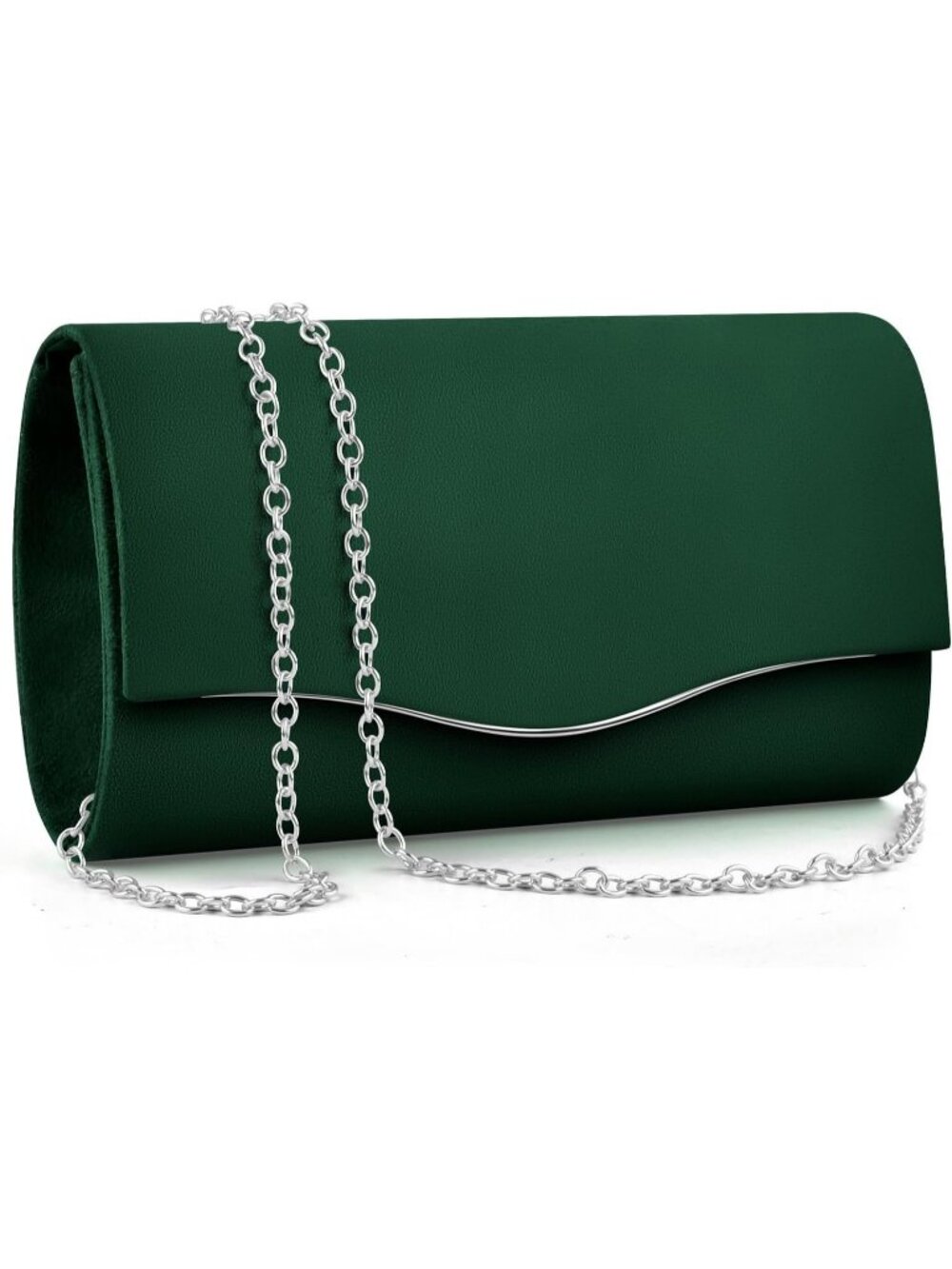 Women's Dark Green Suede Envelope Clutch Purse Formal Evening Wedding Party Bag